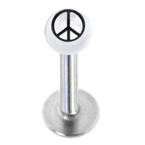    16 Gauge Clear Acrylic Peace Sign Labret Monroe Tragus Jewelry