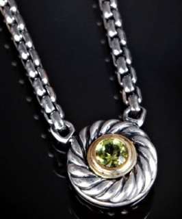 David Yurman lemon citrine and silver box chain pendant necklace 