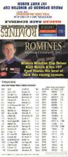   Kurt Busch Romines Motor Company Ford Taurus NASCAR schedule  