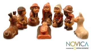 PERU Ceramic Handmade NATIVITY SCENE Christmas~Folk Art  