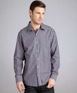 Just A Cheap Shirt navy striped cotton button front spread collar 