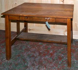 antique oak desk library table Mission Arts and Crafts original small 