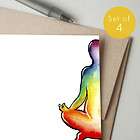 Chakra OM watercolor art   Set of 4 flat note cards   M