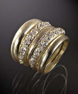 Marcia Moran set of 5  gold plated and crystal stackable rings 