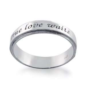  5.00 grams 925 Sterling Silver Engraved True Love Waits Ring 