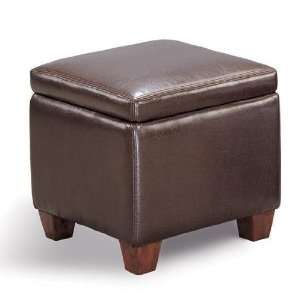  Brown Cube storage ottoman in leather like vinyl