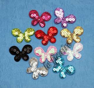 Padded Satin Sequined Butterfly Appliques Crafts 50 Mix  