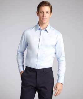 Armani sky blue oxford modern fit point collar dress shirt