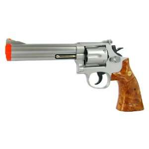  Green Gas Silver 6 Inch Barrel Magnum Revolver Pistol FPS 