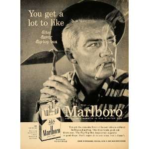  1956 Ad Marlboro Man Cigarettes Flip Top Box Cowboy 