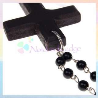Cheap Men Suits Wooden Cross Long Bead Jewelry Necklace  