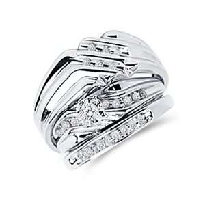   Bands White Gold Men Ladies .32ct, Size 5.5 Jewel Roses Jewelry