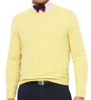  Polo Ralph Lauren Mens Yellow Cashmere Cable Sweater 