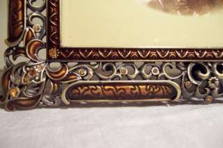 COPPER GOLD ENAMELED JEWELED PICTURE FRAME  