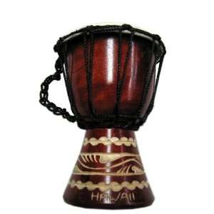  Mini Conga Drum with Carved Honu (Turtle)