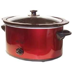  6 Quart Oval Slow Cooker Metallic Red