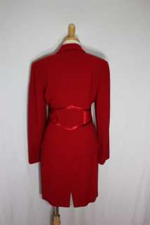 VINTAGE RINA ROSSI RED WOOL BLAZER JACKET HIGH WAISTED PENCIL SKIRT 