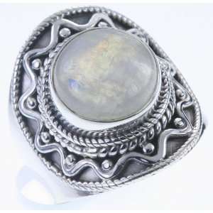    925 Sterling Silver RAINBOW MOONSTONE Ring, Size 7, 7.32g Jewelry