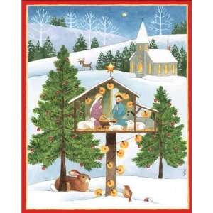  Snowy Church and Nativity Scene Boxed Christmas Cards 