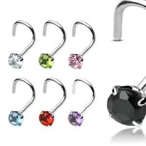 .925 Sterling Silver Nose Screw with 3mm Black Round Prong 