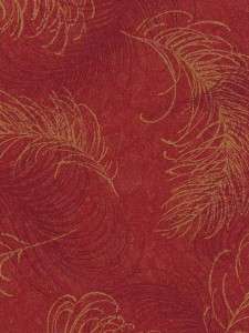 Wallpaper Gramercy Gold & Red Feathers  