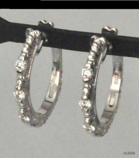 New $3,100.00 ROBERTO COIN 18K White Gold 3 Diamond Oval Hoop Earrings 