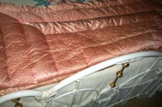 Vtg Hollywood Glam Liquid Satin Puffy Comforter Quilt 2 Shade Peach 
