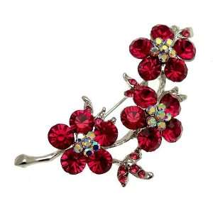   : Acosta   Fuchsia Pink Crystal Triple Flower Floral Brooch: Jewelry