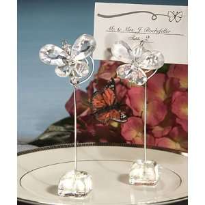   Exquisite Clear Crystal Butterfly Place Card Holders 