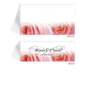  70 Personalized Place Cards   Pink Rose Twins Office 