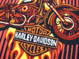 Harley Davidson Flaming Motorcycle Area Rug 39 x 59  
