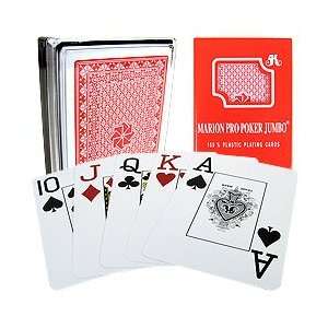  Marion Pro Poker Jumbo 100% Plastic Playing Cards Red 