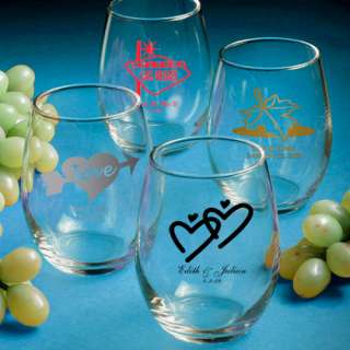 100 Personalized Stemless Wine Glasses Wedding / Bridal Shower Favors