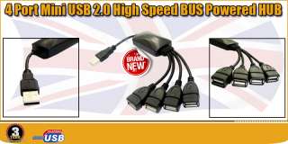 Portable 4 Port Mini USB 2.0 Multi Devices Hub Splitter Extension 