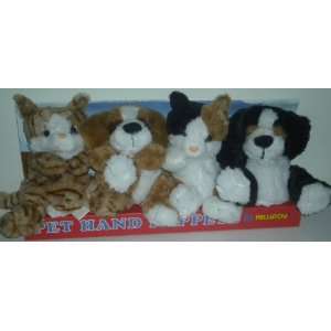  4 Pets Plush Hand Puppets Kellytoy Dogs Cats NEW Toys 