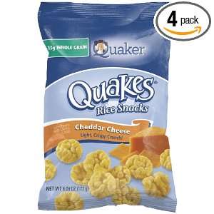 Quaker Quakes Rice Snacks, Cheddar Cheese, 8 Count Packages (Pack of 4 