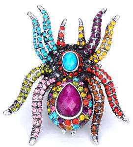Multi swarovski crystal spider stretchy ring jewelry  