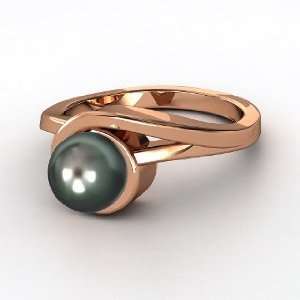   Pearl Swirl Ring, Tahitian Cultured Pearl 14K Rose Gold Ring Jewelry