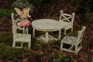 Fairys Garden Miniature Tea Time Table 4 Chairs Fairy  