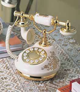   Corded Antique Porcelain French Telephone NEW 028466408086  