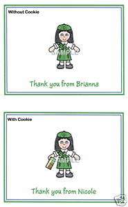 12 Thank You/Note Cards/Girl/Scouts/Green/Black Hair  