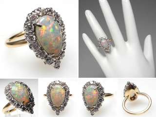 Vintage Estate Tiffany & Co Natural Opal & Diamond Cocktail Ring Solid 