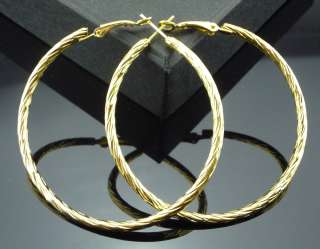 Fashion Sexy Gold Tone Carved Big Hoop Earrings Diameter 2.3 Charm 