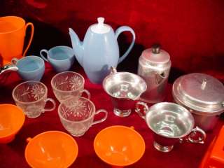Vintage 16 Lot 1950s GIRLS TOY TEA SET Cookware VARIOUS SETS Plastic 