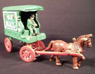 CAST IRON U.S. MAIL WAGON WITH HORSE AND DRIVER  