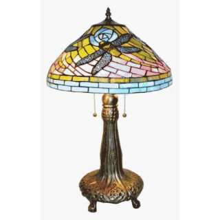  Stained Glass Tiffany Style Dragonfly Pattern Table Lamp 