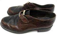   Leather Buckle Faux Croc Loafers Shoes Size Sz US 6 Medium  