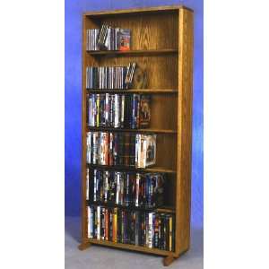    Solid Oak 6 Row 240 DVD Capacity Cabinet Tower