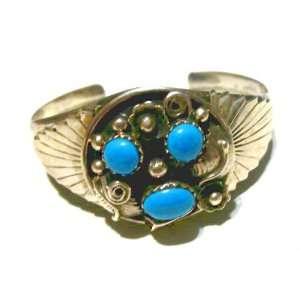   Sterling Silver and Turquoise Antique Style Bracelet Jewelry