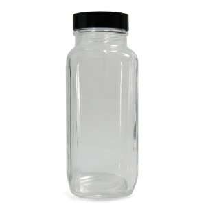 Clear Glass French Square Bottle with 24 400 Black Phenolic Pulp/Vinyl 